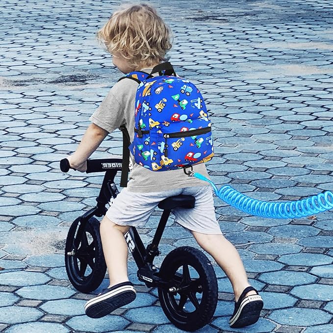 Accmor Toddler Backpack with Leash, Cute Kids Backpacks with Anti Lost Wrist Link, Mini Baby Backpack Leash Walking Harness for Outdoor Travel, Small Excavator Backpack Tether Protector for Boys