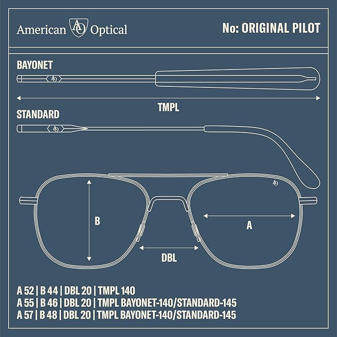 Americal Optical Original Pilot Nylon Lenses Sunglasses | AOLite Nylon Lenses | Polarized and Non-Polarized Available