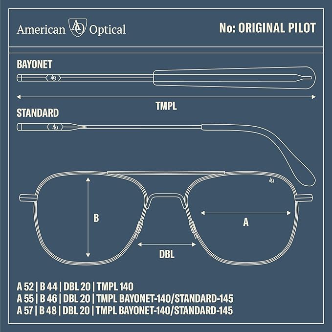 Americal Optical Original Pilot Nylon Lenses Sunglasses | AOLite Nylon Lenses | Polarized and Non-Polarized Available