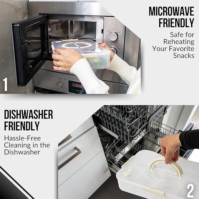 Snap and Stow Dishwasher Safe, Stackable,Snackle Box, Divided Snack Box Bowls, Charcuterie Tray with Lid, Veggie Containers with Lids, Reusable BPA Free Plastic (Transparent) (1 Tier 8 Compartments)