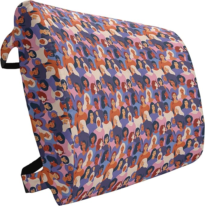 Ambesonne Feminist Lumbar Back Support Pillow, Female of Diverse Ethnics or Backgrounds Assembled Together Empowerment, High Density Foam for Office Chairs Car Seats, 14" x 13", Purple