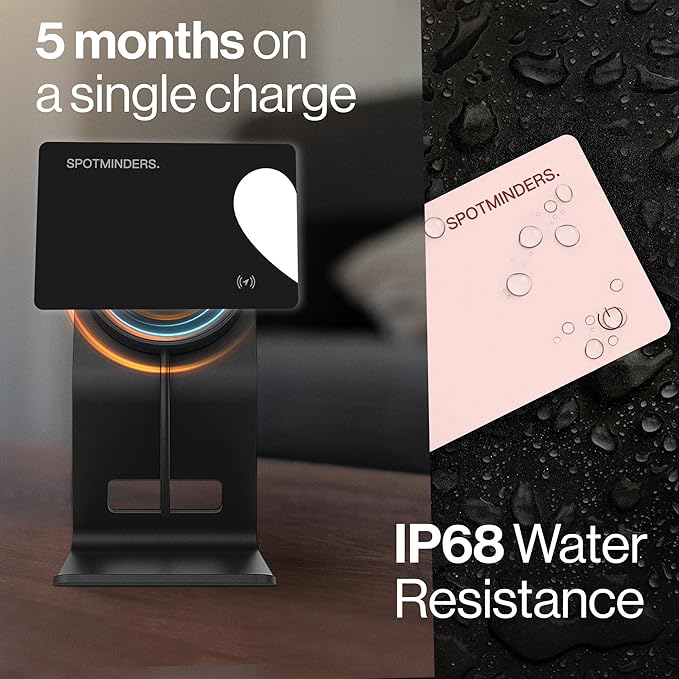 Wallet Tracker Card - Apple MFI Certified & Works with Apple Find My Tracking Card for Wallet Tag Rechargeable IP68 Waterproof 0.07in Slim Item Finder (Valentines Edition (Pack of 2))