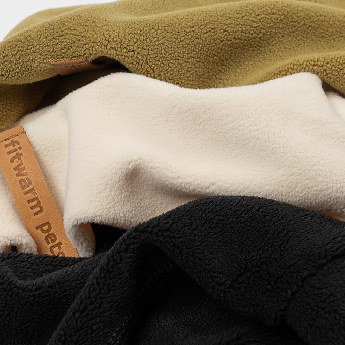 Fitwarm 3 Pack Classic Fleece Dog Sweater, Winter Clothes for Small Dogs Boy Girl, Turtleneck Dog Sweatshirt, Pet Pullover Jumper, Cat Apparel, Black, Olive Green, Cream, XL