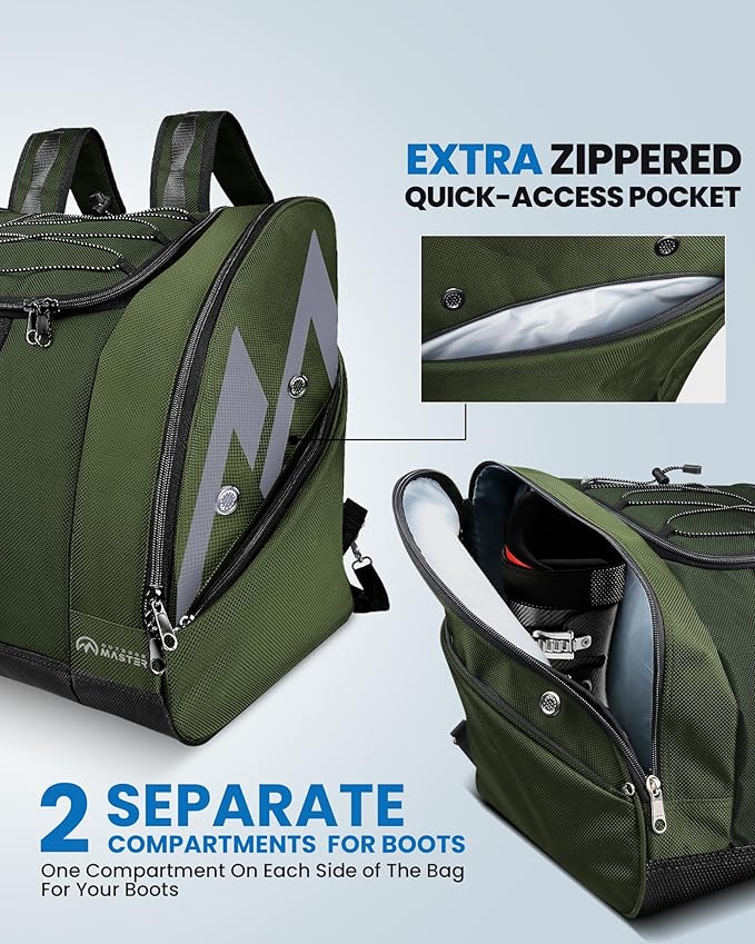 OutdoorMaster Boot Bag - 50L Ski Boots and Snowboard Boots Bag, Excellent for Travel with Waterproof Exterior & Bottom - for Men, Women and Youth