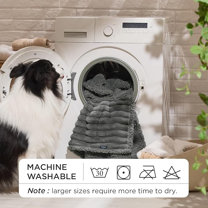 Bedsure Waterproof Dog Blankets for Medium Dogs - Soft Puppy Cat Blanket Corduroy Fleece Washable, Cozy Calming Reversible Furniture Protection for Pet Kitten Doggy,30"x40", Warm Grey