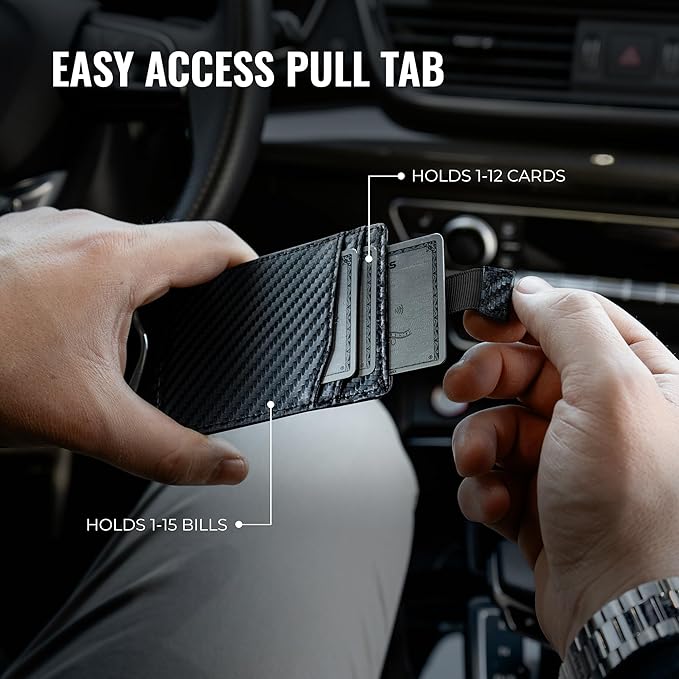 Kingly Trace Airtag Wallet for Men - Smart RFID Blocking Leather Wallet with Airtag Holder & Money Clip - Minimalist Trackable Design with Pull Tab - Secure Wallets