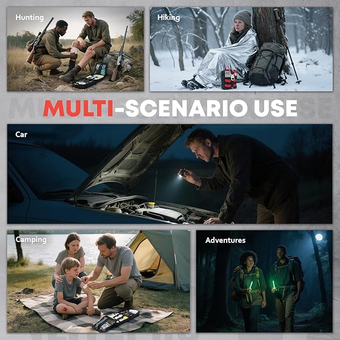 242Pcs Survival First Aid Kit Molle System IFAK Medical Kit for Camping Hiking Hunting Car&Home Emergency, Earthquake Preparedness Lightweight Tactical Kit for Outdoor Enthusiasts (Red)