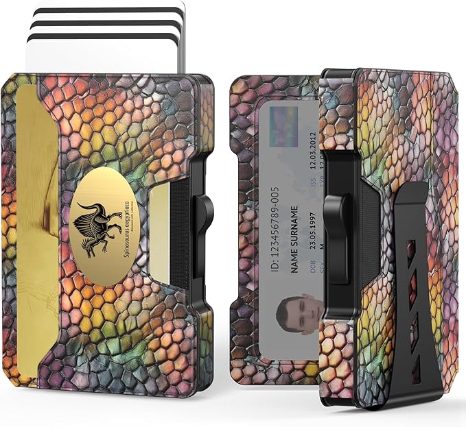 Slim Wallet for Men - Minimalist Mens Wallet with Money Clip, Aluminum Pop Up Card Case and Leather Slots Credit Card Holder RFID Blocking Wallet for Men with Gift Box