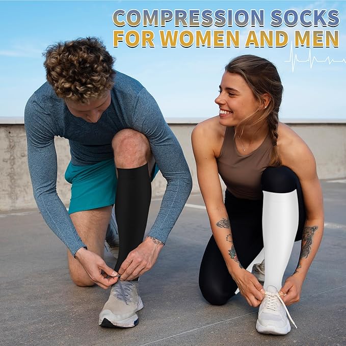 Graduated Copper Compression Socks for Men & Women Circulation 8 Pairs 15-20mmHg - Best for Running Athletic Cycling