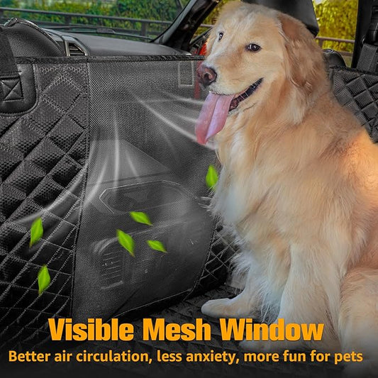 PETICON Dog Seat Covers for Trucks with Fold Up Seats, Crew Cab Floor Cover with Door Protection, Waterproof Full Coverage Pet Truck Back Seat Cover with Mesh Window for F-Series