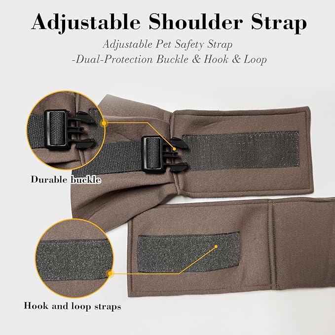 PAWPUBBY Cat & Dog Sling Carrier, Small Dog Carrier for Dachshund & Chihuahua 8-15 lbs, Adjustable Padded Shoulder, Hands-Free Puppy Sling with Double Safety Buckles for Outdoor Travel, Caramel, L