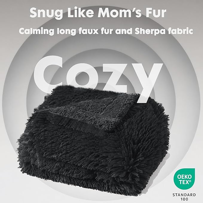 gogobunny Waterproof Dog Blanket for Large Dogs, Cats, Puppy, Reversible Faux Fur Pet Throw Blanket, Washable, Calming Furniture Protection for Sofa Bed (50x60 Inch (Pack of 1), Black)
