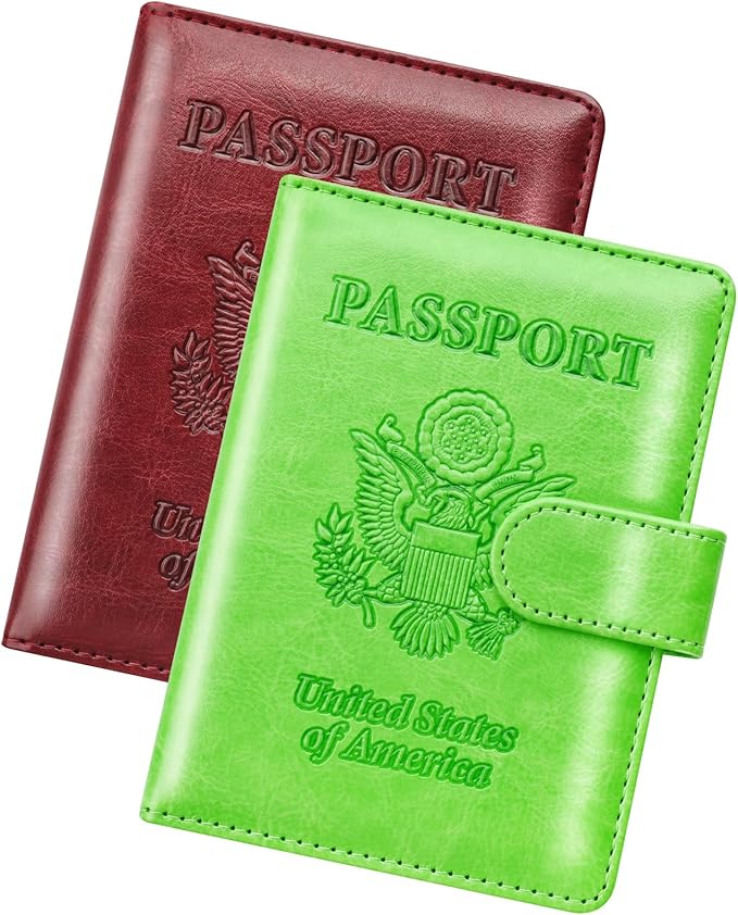 Herain Passport Holder for Travel Cruise Essentials, 2 Pcs Passport Cover Wallet Case Women Men Family, RFID Passports Book Card Holders Travel Accessorie Gifts Must Haves