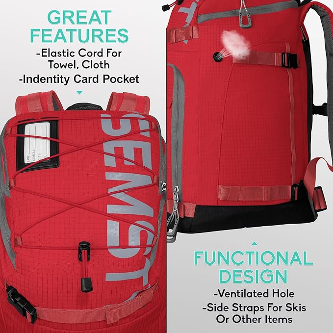 Ski Boot Bag, 55L/70L Waterproof Ski and Snowboard Boots Travel Backpack for Skis, Snowboard, Ski Helmet, Goggles, Gloves & Accessories