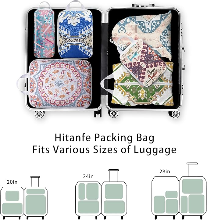 6 Pcs Compression Packing Cubes, Packing Cubes for Travel, Waterproof Luggage Organizer Bags Set, Cute Packaging Cubes for Women Kids Backpack Carry-Ons
