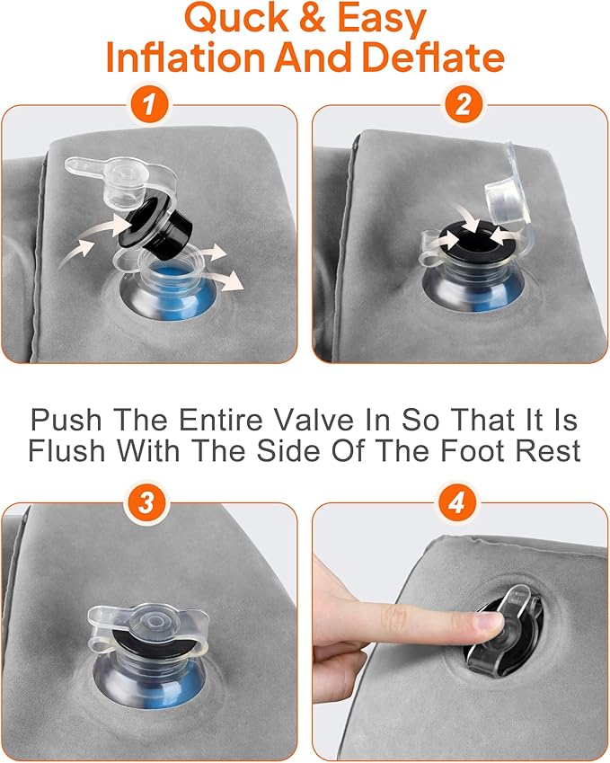 Sunany Inflatable Foot Rest Pillow for Travel, Kids/Adults Airplane Travel Pillow-Adjustable Height Cushions,for Kids to Sleep While Traveling,Suitable for Office, Home and Any Travell (1 Pack)