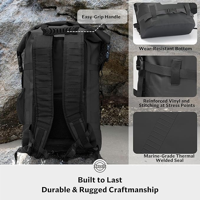 STOVER 5/10/25/30/40/55L Waterproof Dry Bag- Roll-Top Backpack w/Phone Case- Kayaking, Hiking, Camping, Boating- Men/Women