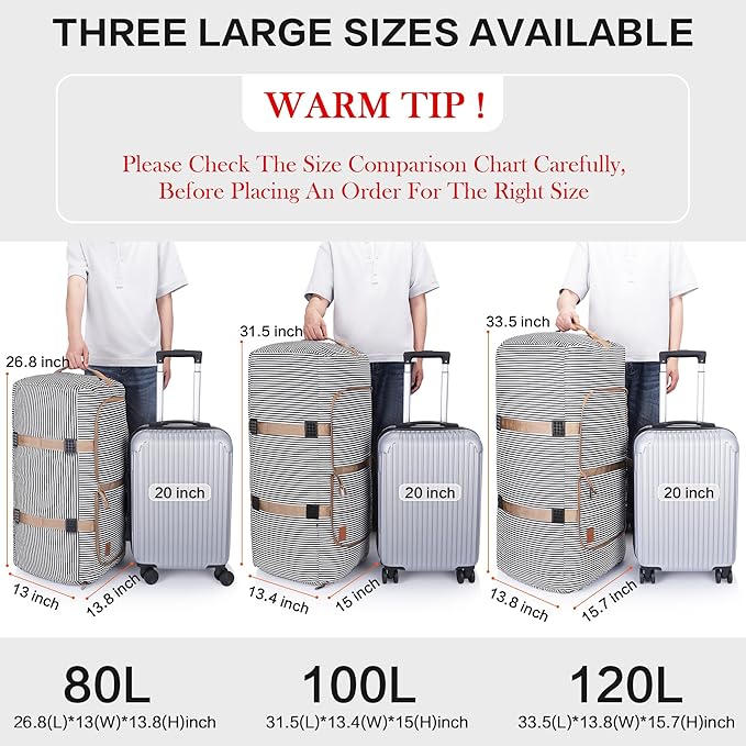 120L Duffle Bag for Travel, Large Foldable Waterproof Travel Duffel Bags Weekender Overnight Bag for Men and Women with Shoe Compartment (Stripe)