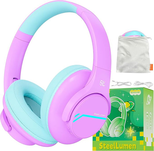 Nova1Lite Kids Wireless Active Noise Cancelling Headphones, Bluetooth 5.3, Safe Volume 74/85/94dB, Real 40H Battery, Type-C Fast Charging, boy Girl Built-in Mic for School Travel Airplane