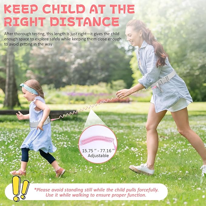 JXM Upgraded Child Waist Harness with Lock for Hands-Free Safety Walking, Adjustable Tether for Outdoor Travel