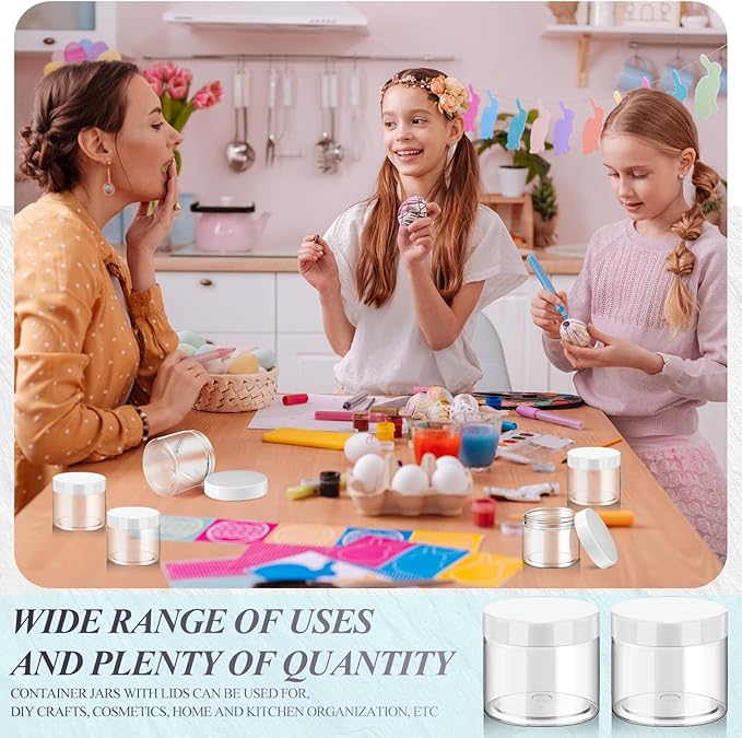 SATINIOR 36 Pieces 1 oz Plastic Jars with Lids Wide Mouth Airtight Reusable Container Acrylic Cosmetic Small Jars for Lotions Ointments Travel Toiletries Creams Make up Storage(White)