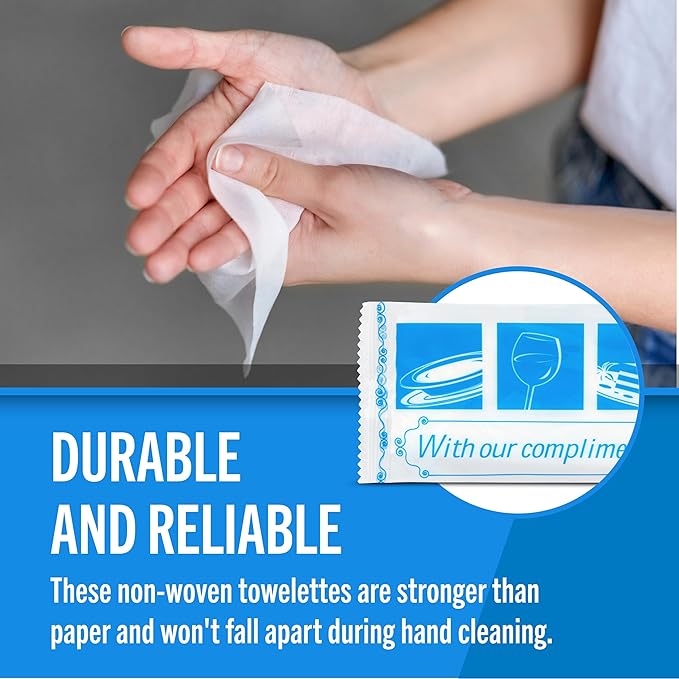 Fresh Towel Individually Wrapped Moist Towelettes - 1 Box of 100 Hand Wipes Individually Wrapped (7 x 8 inches Towel Size, White)