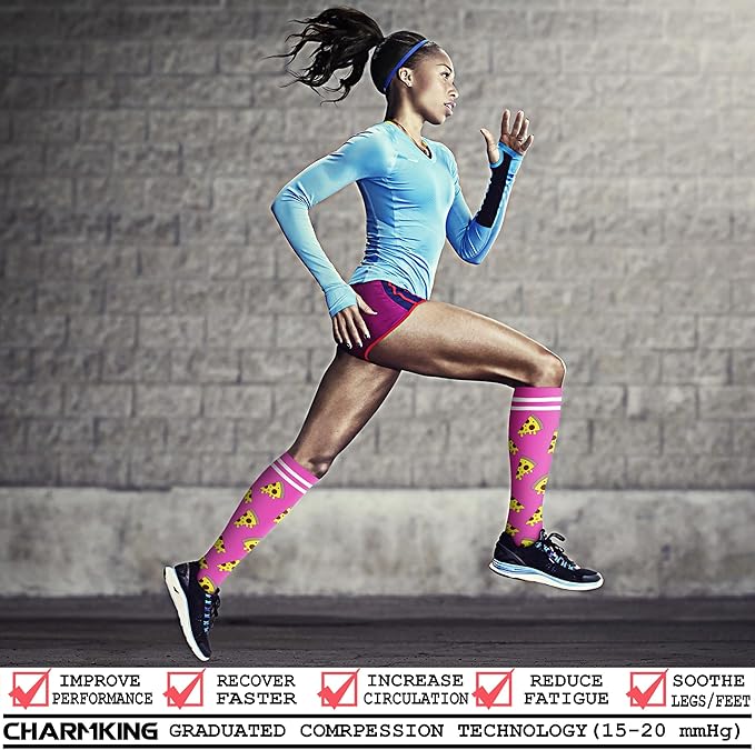 CHARMKING Compression Socks for Women & Men Circulation (8 Pairs) 15-20 mmHg is Best Support for Athletic Running,Cycling