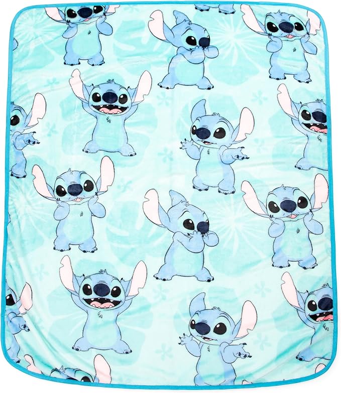 Jay Franco Disney Lilo & Stitch Kids Travel Set - 3 Piece Set Includes 40 x 50 Throw Blanket, Eye Mask, and Neck Pillow - Super Soft & Cozy Travel Accessories