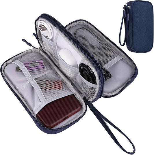 JIAKAI Travel Cable Organizer Electronics Accessories Bag for Charger, Phone, memory card,Travel Gadget Bag-Blue