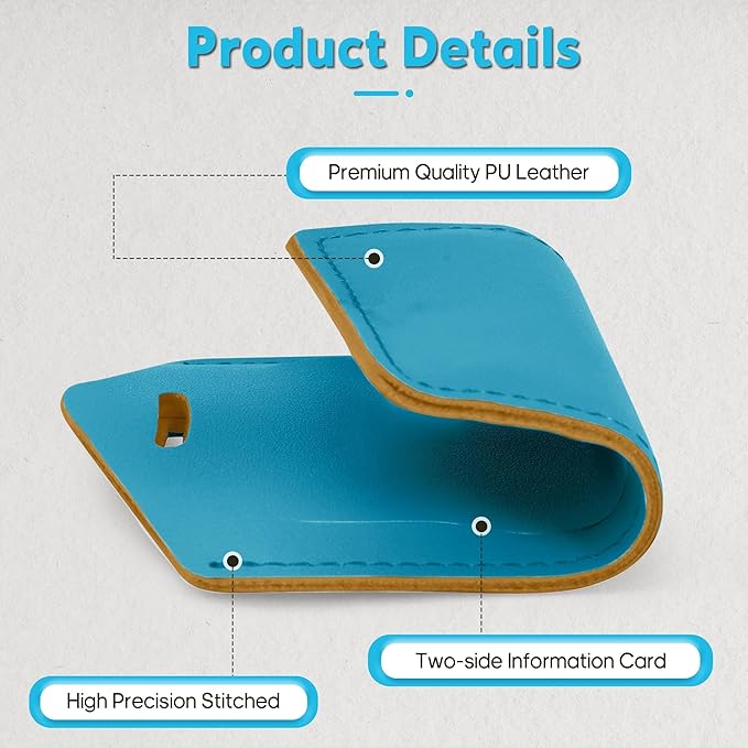 Travelambo 8 Pack Luggage Tags Faux Leather for Suitcases Travel Bag Labels Travel Accessories Essential with Protection Cover ID (Energetic Blue)