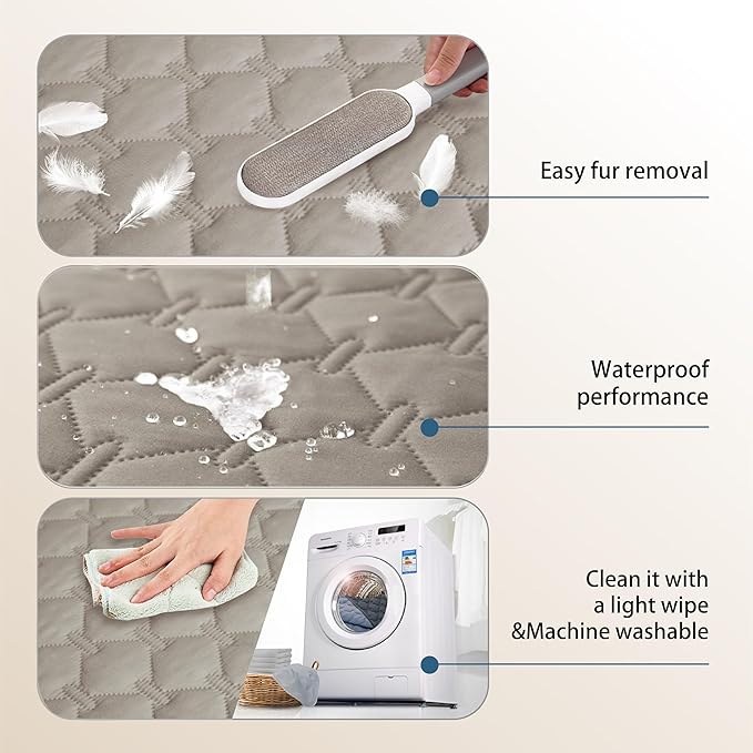 gogobunny 3X Stronger Waterproof Pet Blanket, Scratch Proof Furniture Protector for Dogs Cats, Reversible Cover 30x30 Inch, Dark Stone