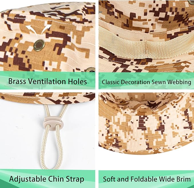 Sun Hats for Men Women Boonie Hat UPF 50+ Bucket Hat Wide Brim UV Protection Fishing Hiking Safari Outdoor Hats