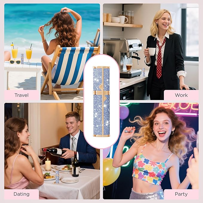 Travel Perfume Bottle Refillable, Sparkle Perfume Atomizer Leak-Proof Portable 5ML Mini Empty Atomizer Sprayer Bottle for Traveling and Outgoing (Blue, 5ML)