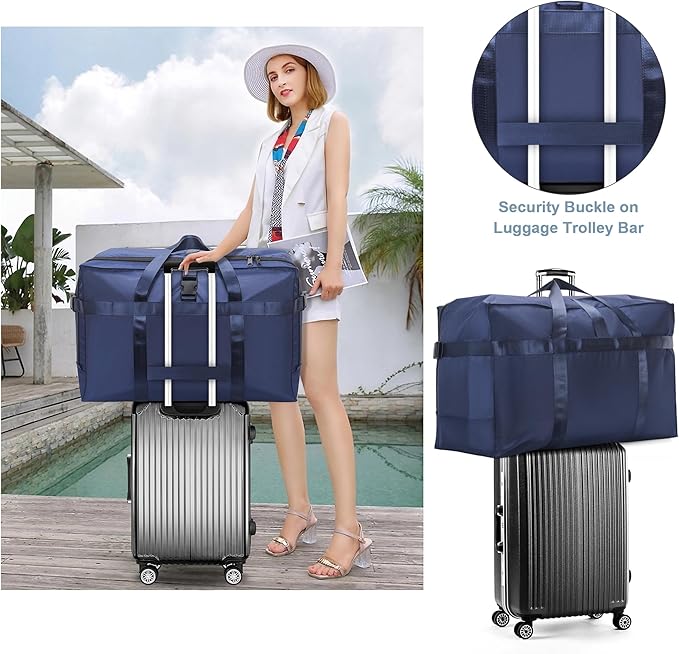 80L Foldable Travel Duffle Bag for Men and Women - Large Collapsible Duffel Bag - Waterproof Overnight Weekender Bag for Travel, Moving