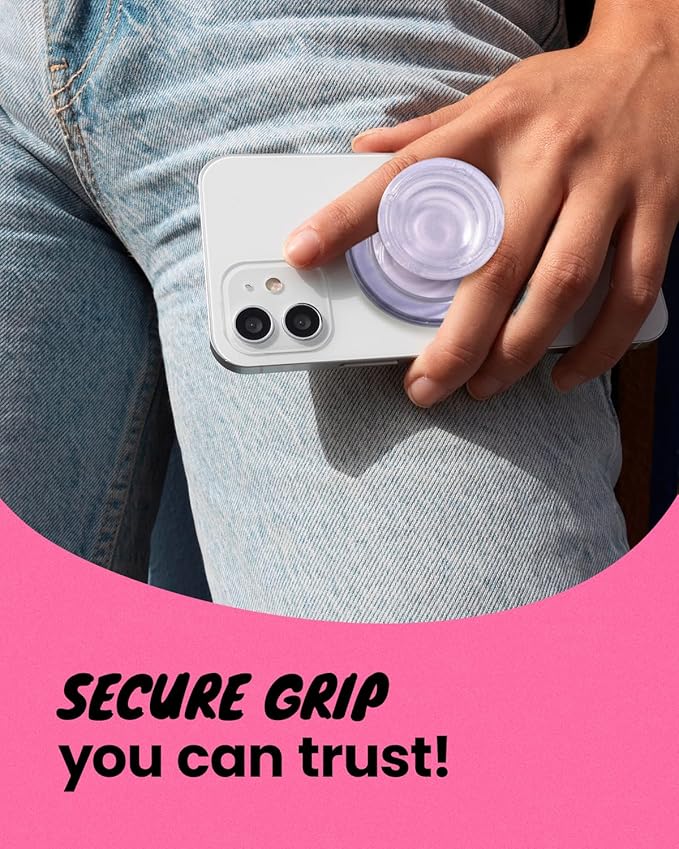 OnTheGrip Compatible with Magsafe Magnetic Authentic Translucent Color Design Collapsible Mobile Phone Grip Stand Holder for Smartphone Tablet Cell Phone Accessory (Violet)