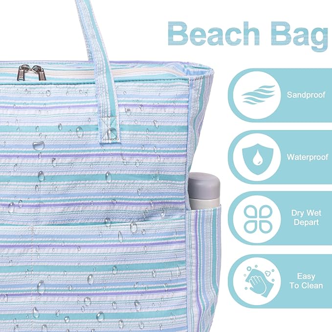 Bluboon Waterproof Beach Tote Pool Bags for Women Ladies Extra Large Carry On Bag With Wet Compartment for Weekender Travel