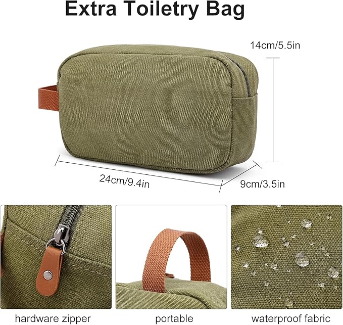 Duffle Bag for Travel, 40L Canvas Travel Duffel Bag With Shoe Compartment And Toiletry Bag, Overnight Weekender Carry On Luggage Bag for Men & Women (Green)