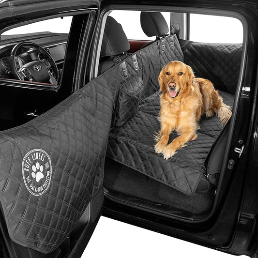 Ruff Liners Large Back Seat Extender for Dogs, Black – As Seen on Shark Tank – Flat Bridge Platform for Full-Size Trucks, Stable Base, 400lb Support, Waterproof – Rigid Back Seat Cover for Dogs