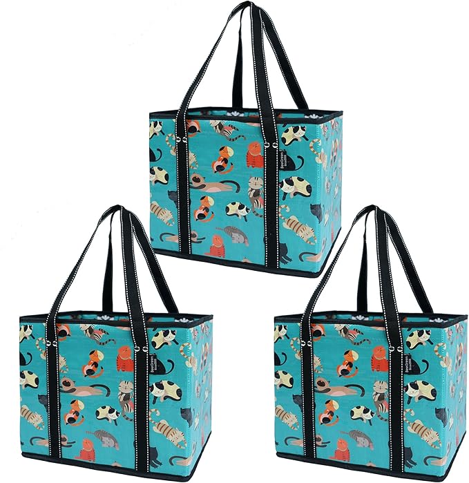 BeeGreen Large Waterproof Reusable Bags Christmas Heavy Duty Shopping Tote for Groceries Pool Gift with Webbing Handles