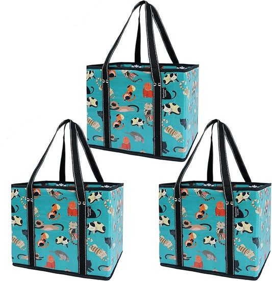 BeeGreen Large Waterproof Reusable Bags Christmas Heavy Duty Shopping Tote for Groceries Pool Gift with Webbing Handles
