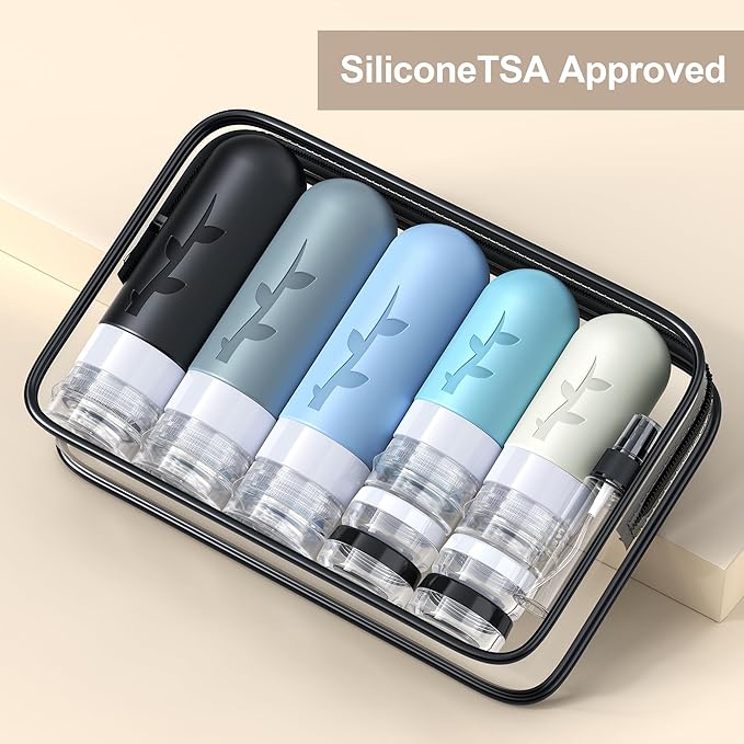 19 pack Travel Bottles for Toiletries, TSA Approved Silicone trave Size Containers for toiletries Set, Refillable & Leakproof Travel Size Bottles
