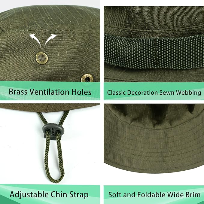 Sun Hats for Men Women Boonie Hat UPF 50+ Bucket Hat Wide Brim UV Protection Fishing Hiking Safari Outdoor Hats