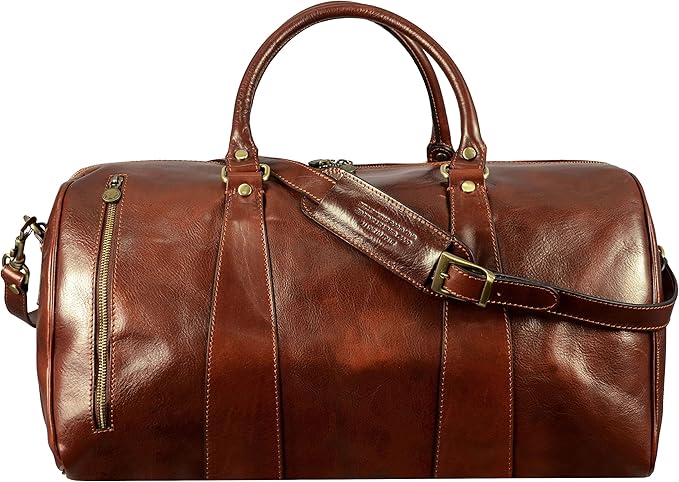 Leather Duffel Bag Weekend Bag Gym Large Travel Bag - Time Resistance