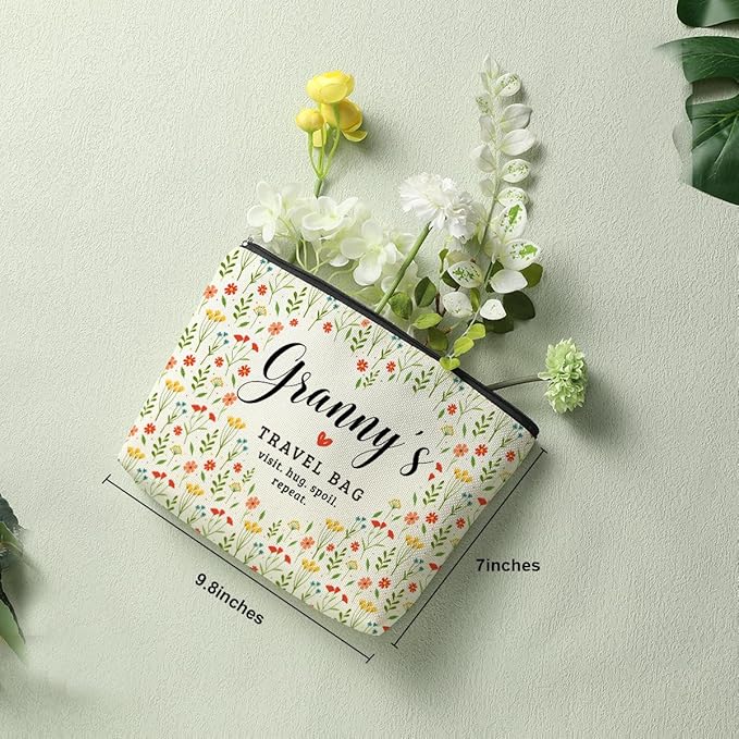 Granny's Travel Bag Mothers Day Makeup Bag Granny Grandma Gifts Grandma Birthday Gifts Funny Coloful Floral Cosmetic Bag for Women Nana Gigi Mimi Nanny Granny Chirstmas Appreciation Retirement Gifts