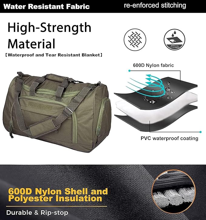 HYKING Gym Bag for Women & Men Tactical Duffle Military Weekender Work Out Lightweight Waterproof Sports Tote Shoe Pocket Green