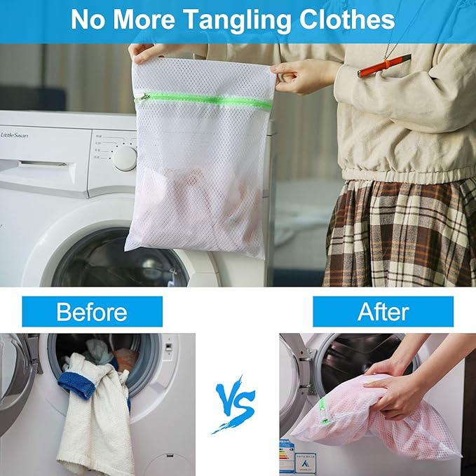 GOGOODA 5 Pack Mesh Laundry Bags, Delicates Washing Bags for Sweater Blouse Hosiery Bras Premium Wash Bags for Travel Storage Organization (5 Set)