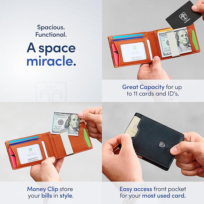 TRAVANDO Mens Wallet with Money Clip AUSTIN RFID Blocking Bifold Credit Card Holder for Men with Gift Box