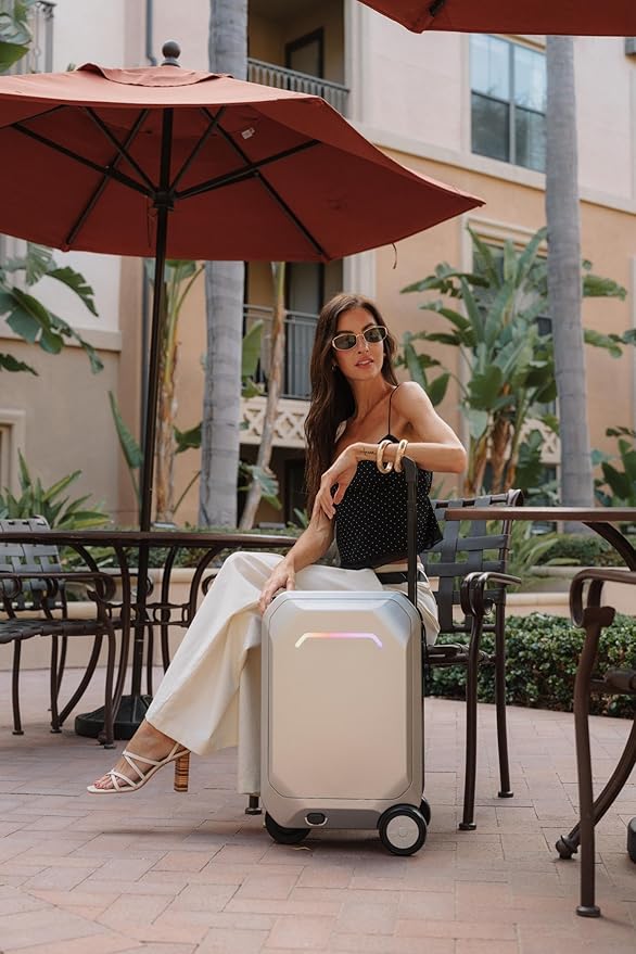 AOTOS Rideable Electric Luggage – 22" App-Controlled Ride-On Carry-On with Inline Skate Wheels, TSA-Approved Hardshell, Zipperless Design (22x14x9 Inches)