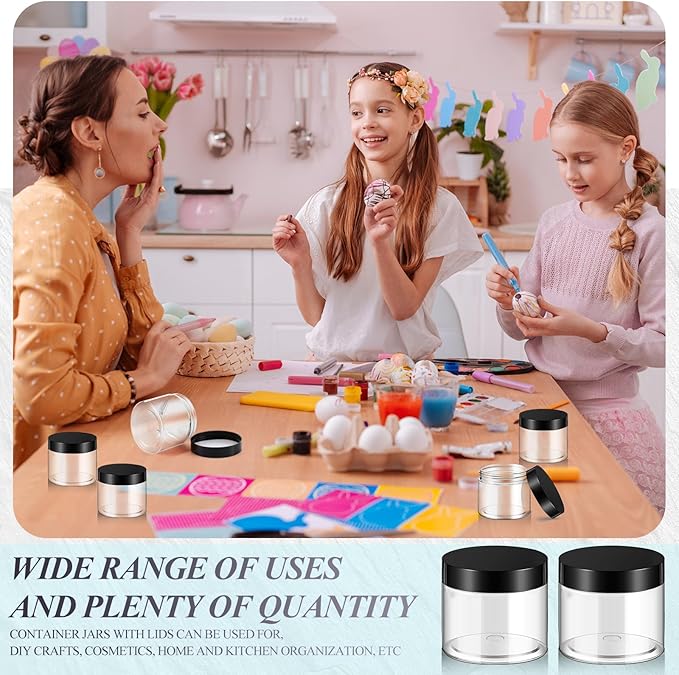 36 Pieces Plastic Jars with Lids Round Clear Container Leak Proof Airtight Cosmetic Small Empty Jars for Lotions Ointments Travel Toiletries Creams Make up Storage (1.5 oz, Black)