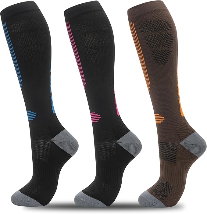 fenglaoda Compression Socks for Women Men 3 Pairs Graduated Compression Support Circulation Socks for Nurses